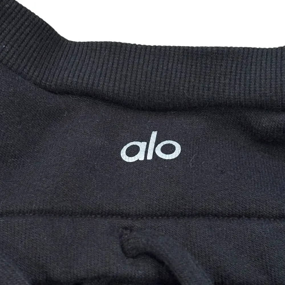 Alo Yoga Hookup Lace Up Black Sweatshirt Lattice Back & Sleeves Size M*
